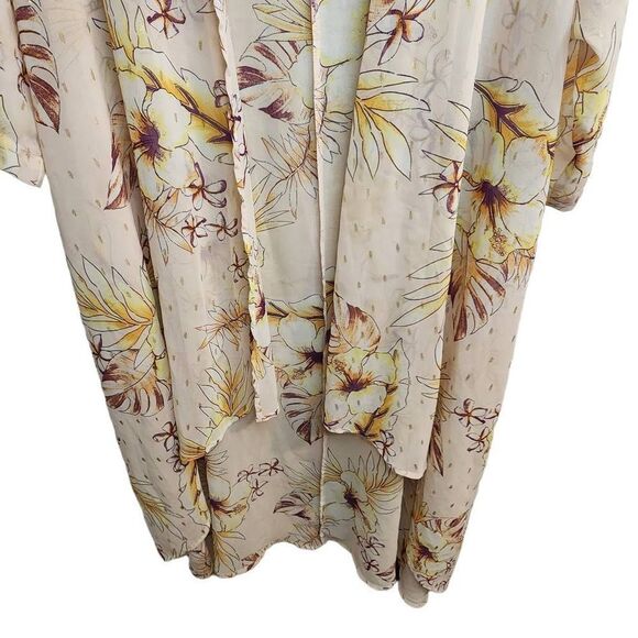 Gypsies & Moondust Sheer Boho Pink Gold Dot Floral Duster Size Medium NWOT - Picture 8 of 12